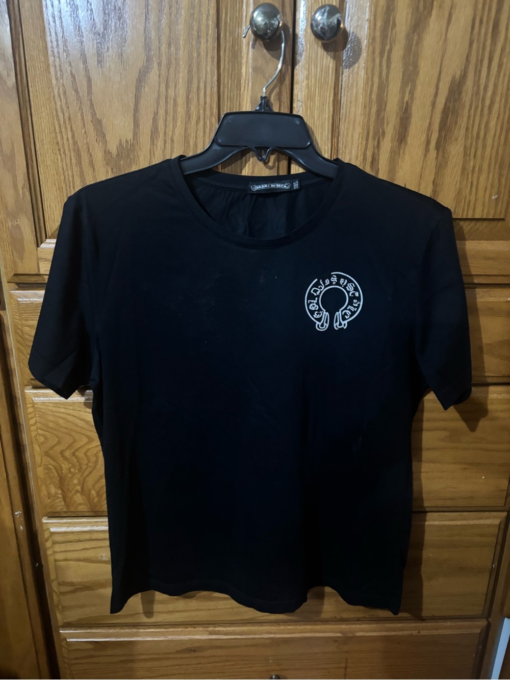 Chrome Hearts Black Tee with White Circular Logo